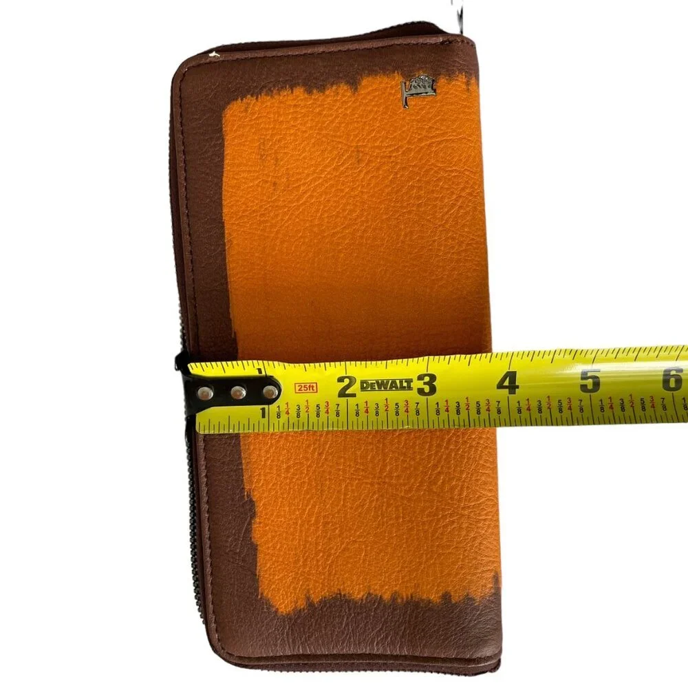 Tod's Italy Color block Orange/Brown‎ Zip Continental Wallet XAWDSPA04Z0DOUL016